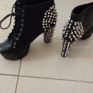 Jeffrey Campbell Leather Boots with Spikes and Studs Size 10